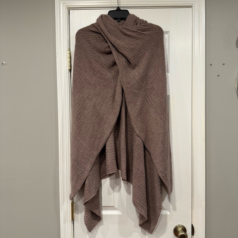 Barefoot Dreams CozyChic Lite Wide Rib Travel Wrap Womens OS Driftwood Brown